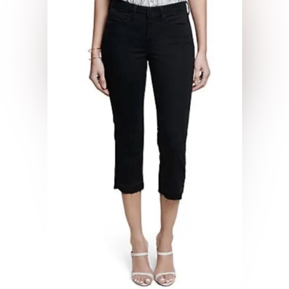 NYDJ Black Raw Hem Capri Jeans Size 12 Cropped Cotton Blend